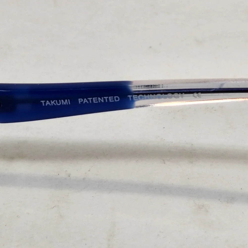 Takumi T9666 Womens Semi Frame Eyeglasses Glasses Blue Clear Rectangle